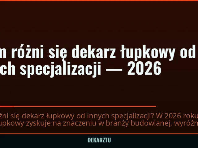 Czym różni się dekarz łupkowy od innych specjalizacji — 2026