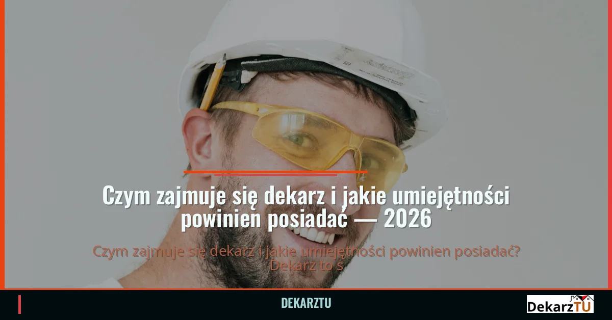 Czym zajmuje się dekarz i jakie umiejętności powinien posiadać — 2026