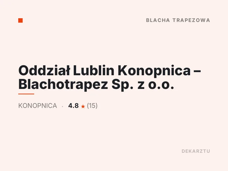 Oddział Lublin Konopnica Blachotrapez Sp. z o.o. blacha trapezowa Konopnica