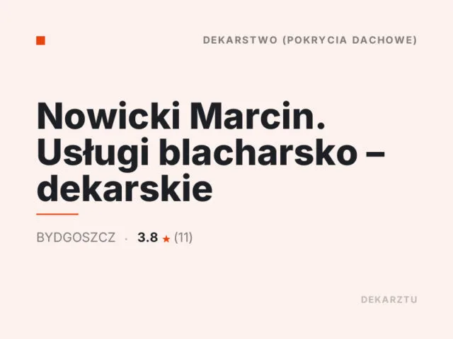 Nowicki Marcin. Usługi blacharsko – dekarskie