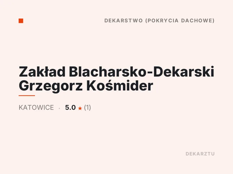 Zakład Blacharsko-Dekarski Grzegorz Kośmider Dekarstwo Katowice