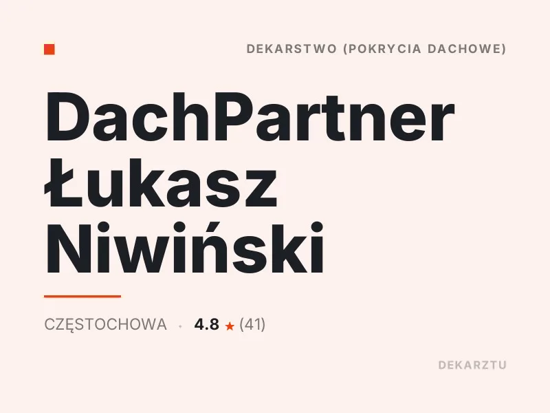 DachPartner Łukasz Niwiński czyszczenie i odgrzybianie dachu Częstochowa