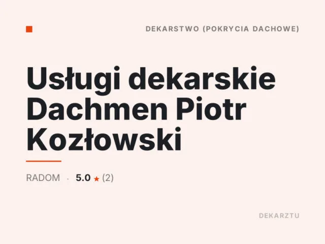 Usługi dekarskie Dachmen Piotr Kozłowski