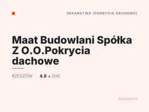 Maat Budowlani Spółka Z O.O.Pokrycia dachowe
