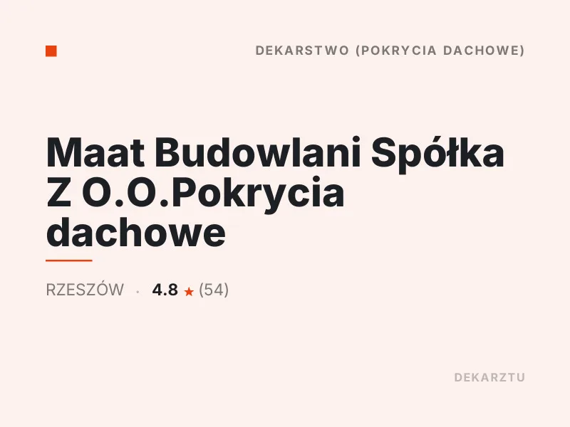 Maat Budowlani Spółka Z O.O. Blachodachówka Rzeszów