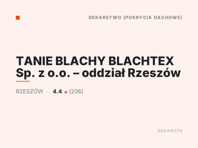 TANIE BLACHY BLACHTEX Sp. z o.o. – oddział Rzeszów