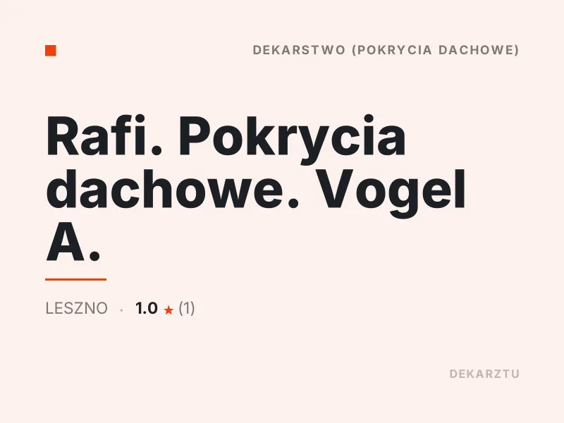 Rafi Pokrycia dachowe Vogel A. dachówka betonowa Leszno