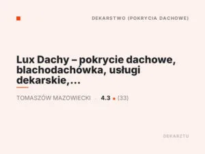 Lux Dachy – pokrycie dachowe, blachodachówka, usługi dekarskie, okna dachowe