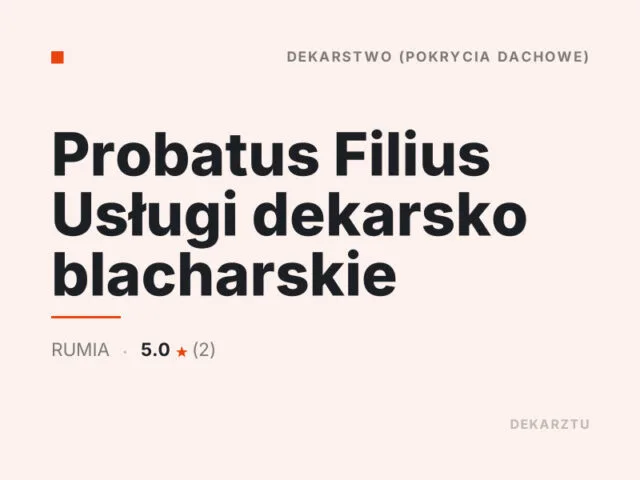 Probatus Filius Usługi dekarsko blacharskie