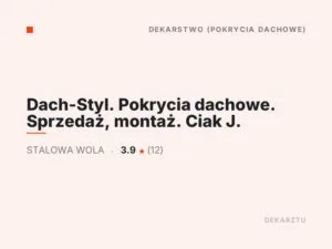 Dach-Styl. Pokrycia dachowe. Sprzedaż, montaż. Ciak J.