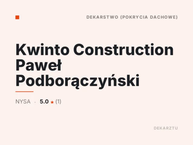 Kwinto Construction Paweł Podborączyński