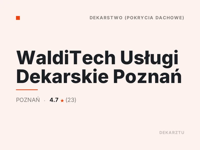 WaldiTech Usługi Dekarskie dekarstwo Poznań