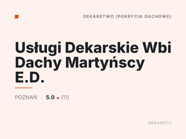 Usługi Dekarskie Wbi Dachy Martyńscy E.D.