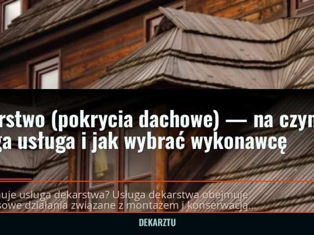 Dekarstwo (pokrycia dachowe) — na czym polega usługa i jak wybrać wykonawcę