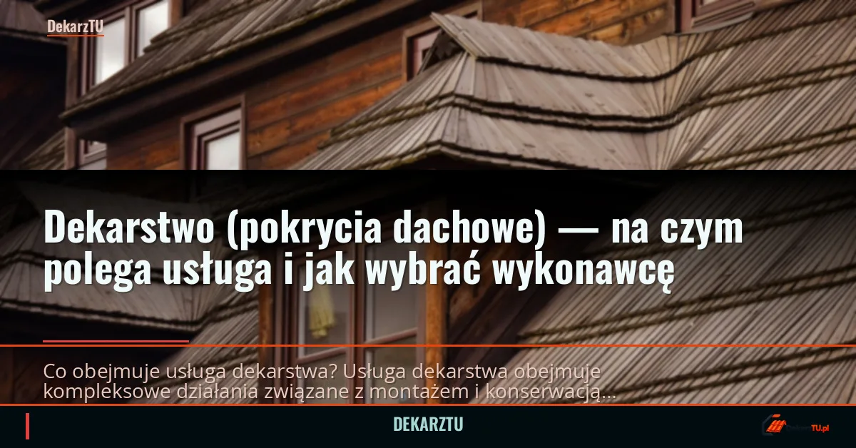 Dekarstwo (pokrycia dachowe) — na czym polega usługa i jak wybrać wykonawcę