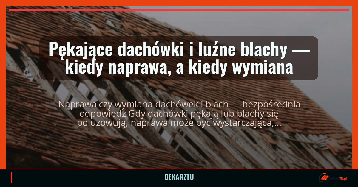 Pękające dachówki i luźne blachy — kiedy naprawa, a kiedy wymiana