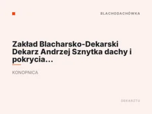 Zakład Blacharsko-Dekarski Dekarz Andrzej Sznytka dachy i pokrycia dachowe