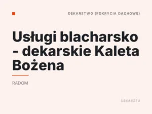 Usługi blacharsko – dekarskie Kaleta Bożena