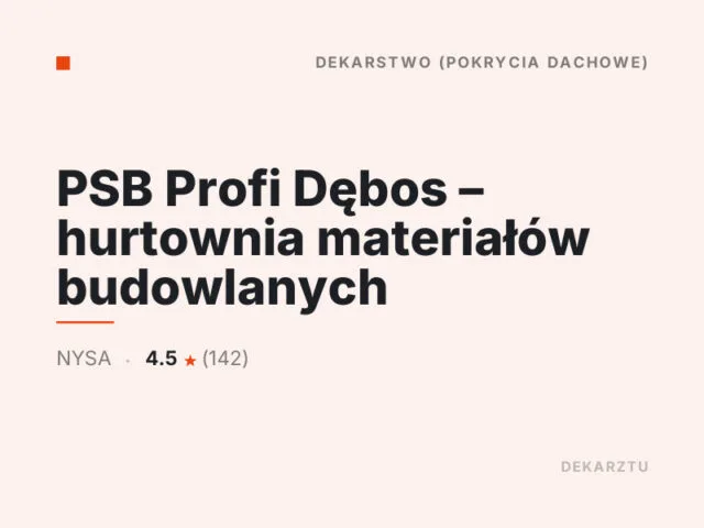 PSB Profi Dębos – hurtownia materiałów budowlanych