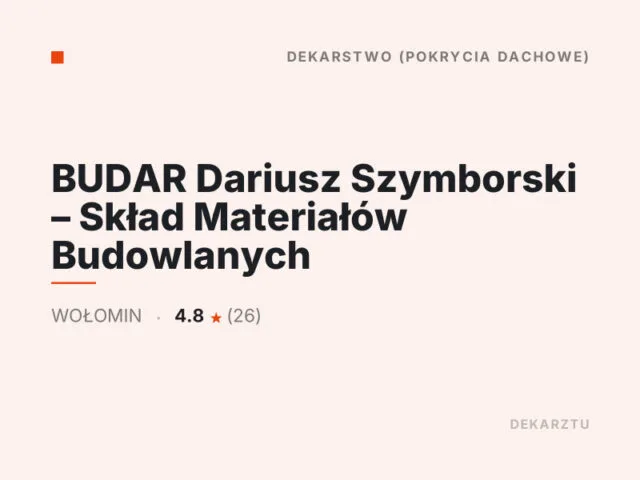 BUDAR Dariusz Szymborski – Skład Materiałów Budowlanych