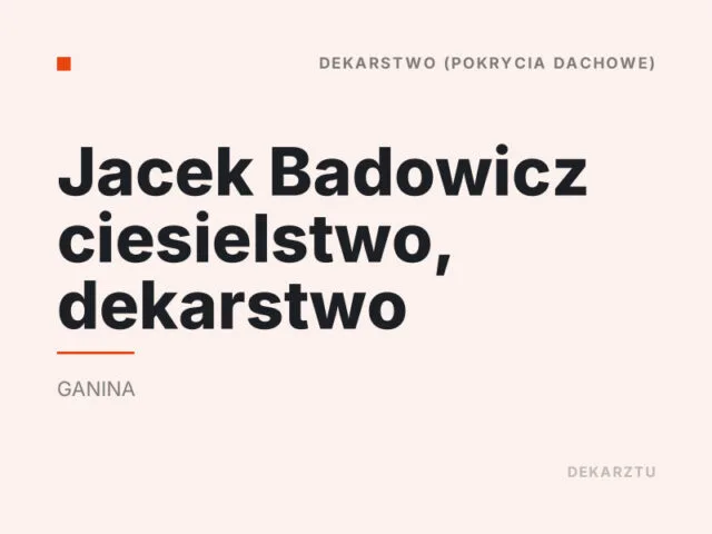 Jacek Badowicz ciesielstwo, dekarstwo